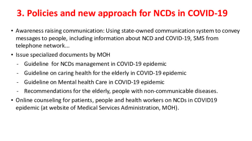 3. Policies and new approach for NCDs in COVID-19